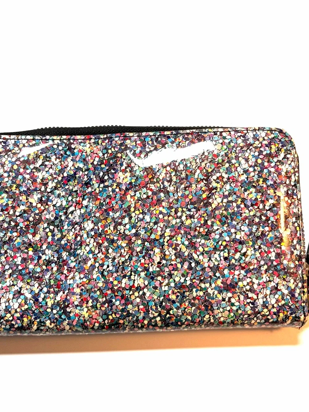 Betsey Johnson multicolor confetti glitter wristlet